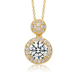 sterling silver gold plated cubic zirconia halo cluster necklace