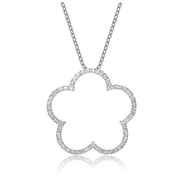sterling silver cubic zirconia flower shape necklace