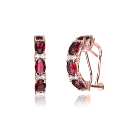 18k rose gold plated with emerald & diamond cubic zirconia half hoop earrings in sterling silver
