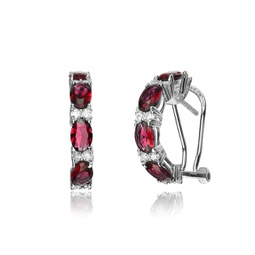 sterling silver ruby cubic zirconia petite hoop earrings