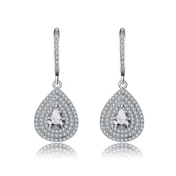 sterling silver cubic zirconia triple halo earrings