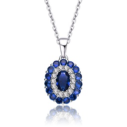 sterling silver rhodium plated and sapphire cubic zirconia pendant