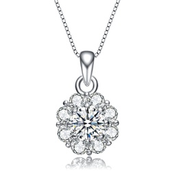 sterling silver flower inspired cubic zirconia accent pendant necklace