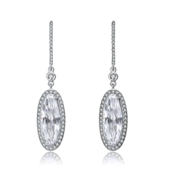 sterling silver cubic zirconia solitaire halo dangle earrings