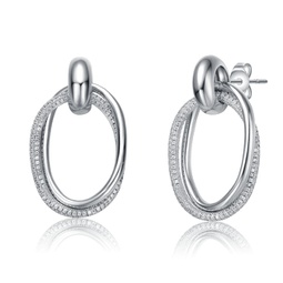 sterling silver white gold plated cubic zirconia drop earrings