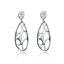 sterling silver cubic zirconia oval drop earrings