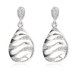 sterling silver rhodium plated clear round cubic zirconia drop earrings