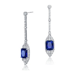 sterling silver with rhodium plated sapphire cubic zirconia drop earrings