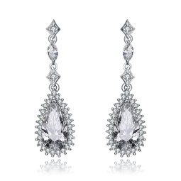 sterling silver pear drop cubic zirconia with halo burst earrings
