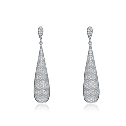 sterling silver cubic zirconia solid elongated earrings