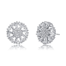 gv sterling silver 14k yellow gold with diamond cubic zirconia pinwheel cluster stud earrings