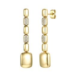 14k gold plated sterling silver with diamond cubic zirconia rectangle link linear dangle earrings