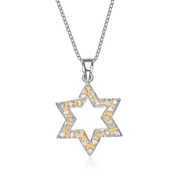 gv sterling silver yellow cubic zirconia open star necklace