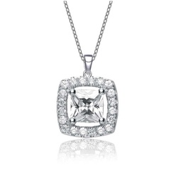 gv sterling silver cubic zirconia square shape necklace