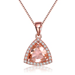 gv sterling silver rose plated cubic zirconia pendant necklace