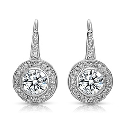 sterling silver cubic zirconia round drop earrings