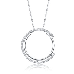 white gold plated with diamond cubic zirconia concentric eternity pendant necklace in sterling silver