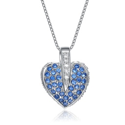 gv sterling silver blue cubic zirconia encrusted heart necklace