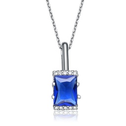 gv sterling silver blue and white cubic zirconia square necklace