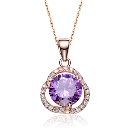 gv sterling silver round purple cubic zirconia solitaire necklace