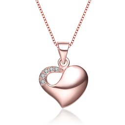 gv rose-plated cubic zirconia heart necklace