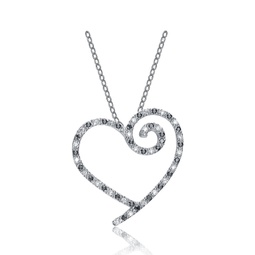 gv sterling silver black and white cubic zirconia heart with swirl pendant