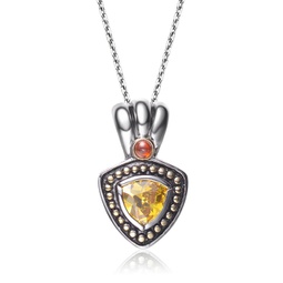 gv sterling silver yellow crest-shape cubic zirconia pendant