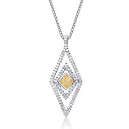 gv sterling silver white and yellow cubic zirconia pendant