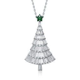 christmas tree cubic zirconia white and emerald green pendant/brooch pin
