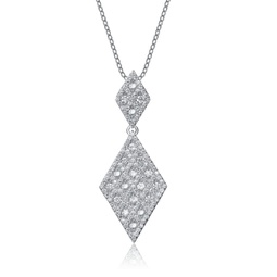 gv c.z. sterling silver rhodium plated diamond shape drop pendant