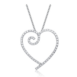 gv sterling silver white cubic zirconia heart with swirl pendant