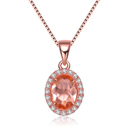 gv silver rose gold plated champagne cubic zirconia oval necklace