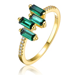 ga sterling silver 14k gold plated and emerald cubic zirconia modern ring