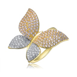 ga 14k gold plated with diamond cubic zirconia large garden butterfly ring
