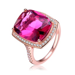 ga sterling silver 18k rose plated ruby cubic zirconia ring