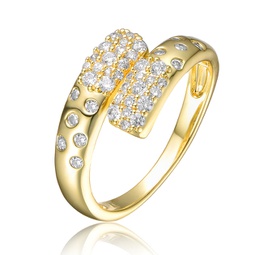 sterling silver gold plated clear cubic zirconia bypass ring