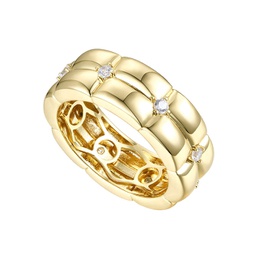 14k gold plated sterling silver with diamond cubic zirconia double weave band ring
