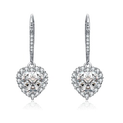 sterling silver cubic zirconia heart drop earrings