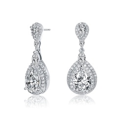 sterling silver multi shaped cubic zirconia dangle earrings