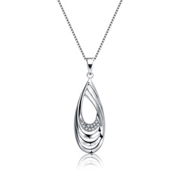sterling silver cubic zirconia oval swirl necklace