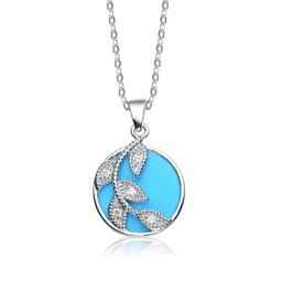sterling silver cubic zirconia blue stone vine necklace