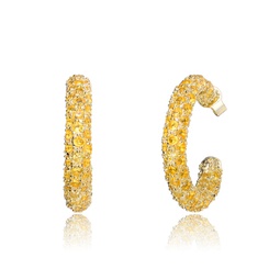 sterling silver gold plated yellow cubic zirconia pave hoop earrings