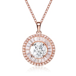 sterling silver with rose gold plated and clear cubic zirconia pendant necklace
