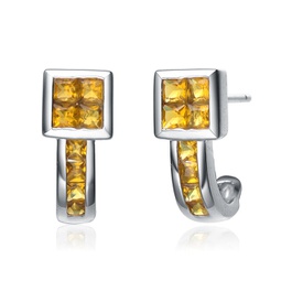sterling silver amber cubic zirconia geometric earrings