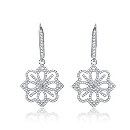 sterling silver cubic zirconia flower drop earrings