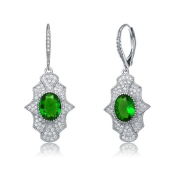 sterling silver emerald cubic zirconia embelish leverback earrings