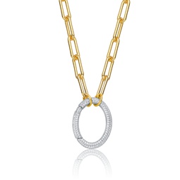 14k gold-plated elegant chain with glittering diamonds triangle sterling silver pendant necklace cubic zirconia