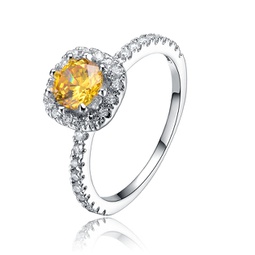 sterling silver yellow cubic zirconia solitaire ring