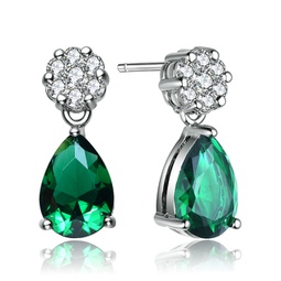 sterling silver green cubic zirconia pear teardrop earrings