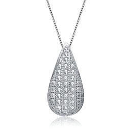 sterling silver small white cubic zirconia teardrop pendant